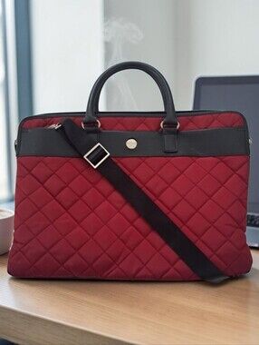 Knomo London laptop bag quilted & padded for Laptop slim briefcase unisex